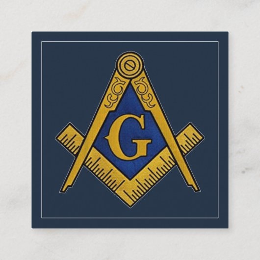 Vrijmetselaar vrijmetselaarssymbool blauw vierkante visitekaartje (Achterkant)