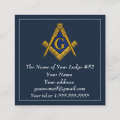 Vrijmetselaar vrijmetselaarssymbool blauw vierkante visitekaartje (Voorkant)