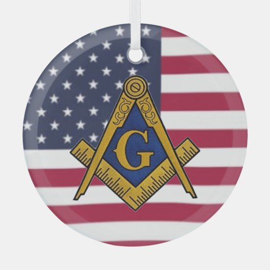 Vrijmetselaar Vrijmetselarij Amerikaanse vlag Glas Ornament (Voorkant)