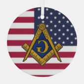 Vrijmetselaar Vrijmetselarij Amerikaanse vlag Glas Ornament (Achterkant)