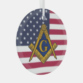 Vrijmetselaar Vrijmetselarij Amerikaanse vlag Glas Ornament (Voorkant Rechts)