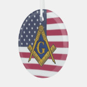 Vrijmetselaar Vrijmetselarij Amerikaanse vlag Glas Ornament (Voorkant links)