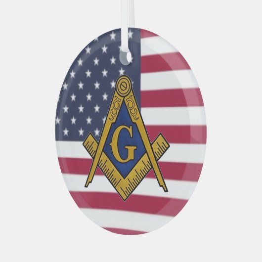 Vrijmetselaar Vrijmetselarij Amerikaanse vlag Glas Ornament (Voorkant links)