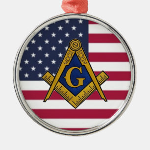 Vrijmetselaar Vrijmetselarij Amerikaanse vlag Metalen Ornament