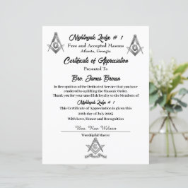 Vrijmetselaars Certificaat van Waardering