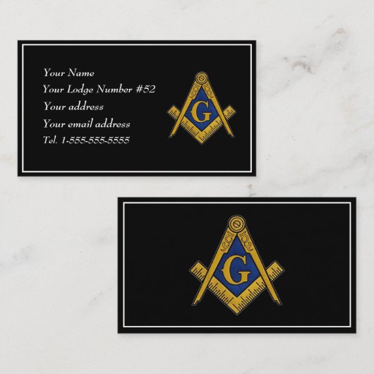 Vrijmetselaars Symbool Vierkant Kompas Visitekaartje (Voorkant / Achterkant)