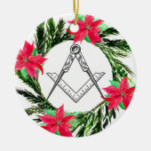 Vrijmetselaarskrans Poinsettia Keramisch Ornament (Voorkant)