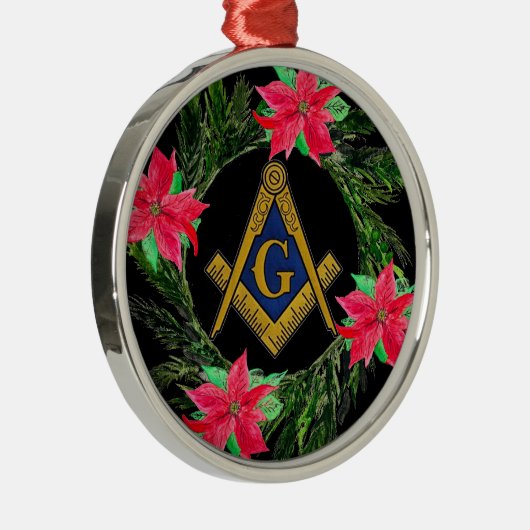 Vrijmetselaarskrans Poinsettia Metalen Ornament (Rechts)