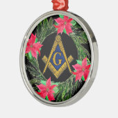 Vrijmetselaarskrans Poinsettia Metalen Ornament (Links)