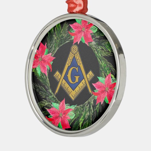 Vrijmetselaarskrans Poinsettia Metalen Ornament (Links)