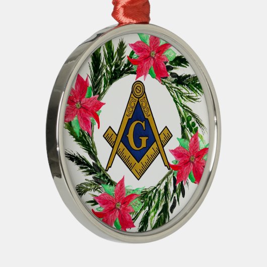 Vrijmetselaarskrans Poinsettia Metalen Ornament (Rechts)