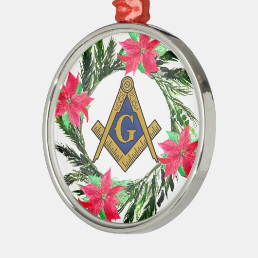 Vrijmetselaarskrans Poinsettia Metalen Ornament (Links)