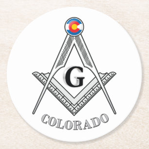 Vrijmetselaarsloge van de staat Colorado Ronde Kartonnen Onderzetter