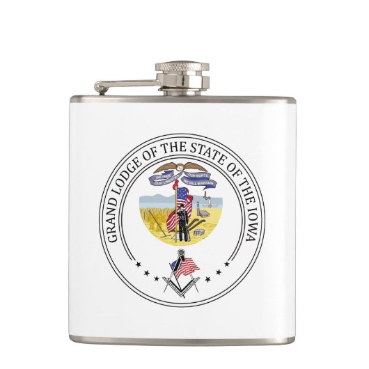Vrijmetselaarsloge van de staat Iowa Heupfles (Voorkant)