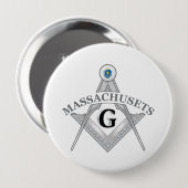Vrijmetselaarsloge van de staat Massachusets Ronde Button 4,0 Cm (Voorkant /achterkant)