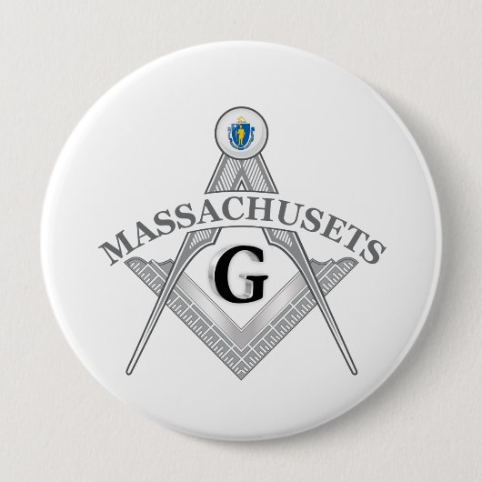 Vrijmetselaarsloge van de staat Massachusets Ronde Button 4,0 Cm (Voorkant)