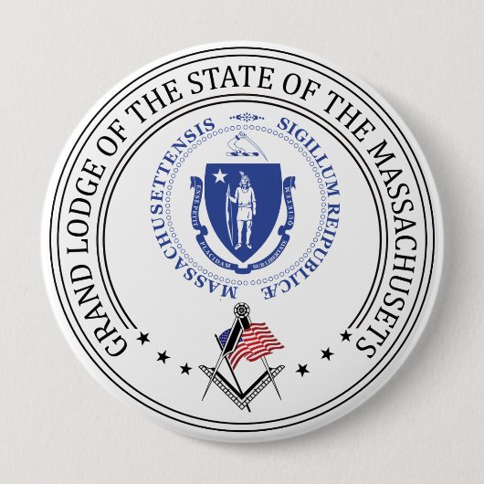 Vrijmetselaarsloge van de staat Massachusets Ronde Button 4,0 Cm (Voorkant)