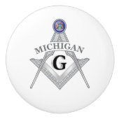 Vrijmetselaarsloge van de staat Michigan Keramische Knop (Voorkant)