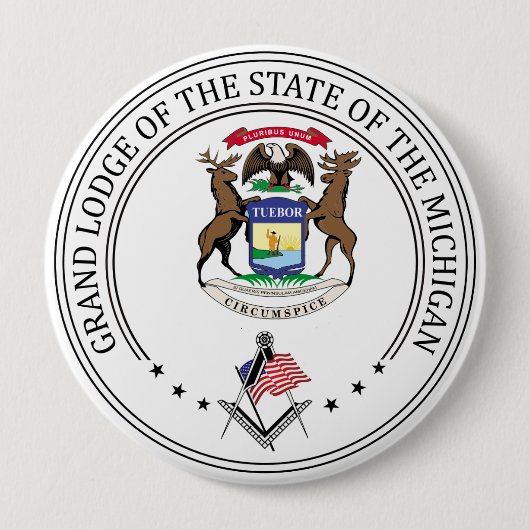 Vrijmetselaarsloge van de staat Michigan Ronde Button 4,0 Cm (Voorkant)