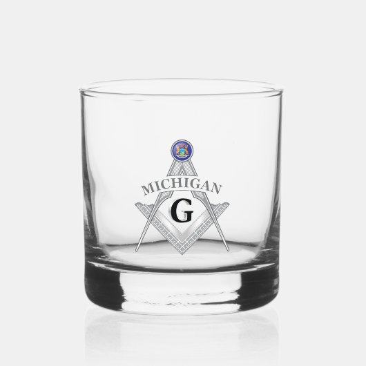 Vrijmetselaarsloge van de staat Michigan Whisky Glas (Voorkant)