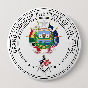 Vrijmetselaarsloge van de staat Texas Ronde Button 4,0 Cm