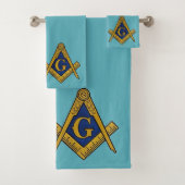 Vrijmetselaarsplein en Compass Masonic Blue Bad Handdoek (Insitu)