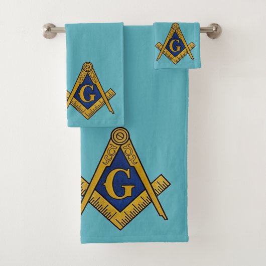 Vrijmetselaarsplein en Compass Masonic Blue Bad Handdoek (Insitu)