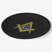 Vrijmetselaarsplein en Kompas Blauw Papieren Bordje (Gekanteld)