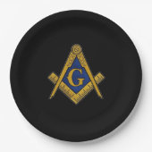 Vrijmetselaarsplein en Kompas Blauw Papieren Bordje (Voorkant)