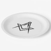 Vrijmetselaarsplein en Kompas Blauw Papieren Bordje (Gekanteld)