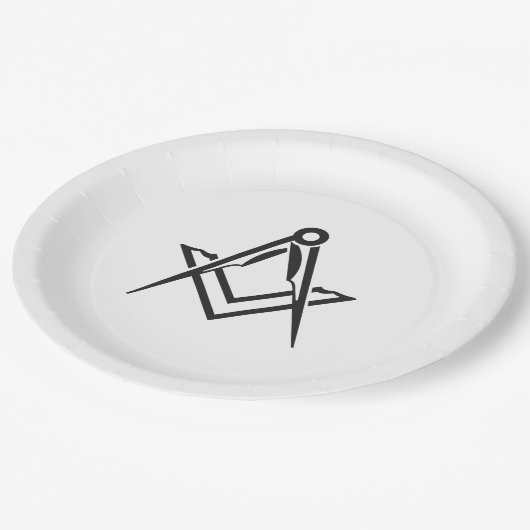 Vrijmetselaarsplein en Kompas Blauw Papieren Bordje (Gekanteld)