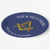 Vrijmetselaarsplein en Kompas Blauw Papieren Bordje (Gekanteld)