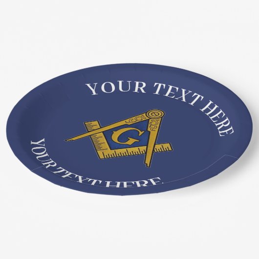 Vrijmetselaarsplein en Kompas Blauw Papieren Bordje (Gekanteld)