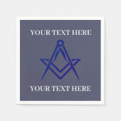 Vrijmetselaarsplein en Kompas Blauw Servet (Voorkant)