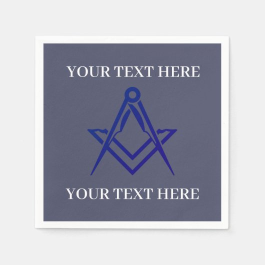 Vrijmetselaarsplein en Kompas Blauw Servet (Voorkant)