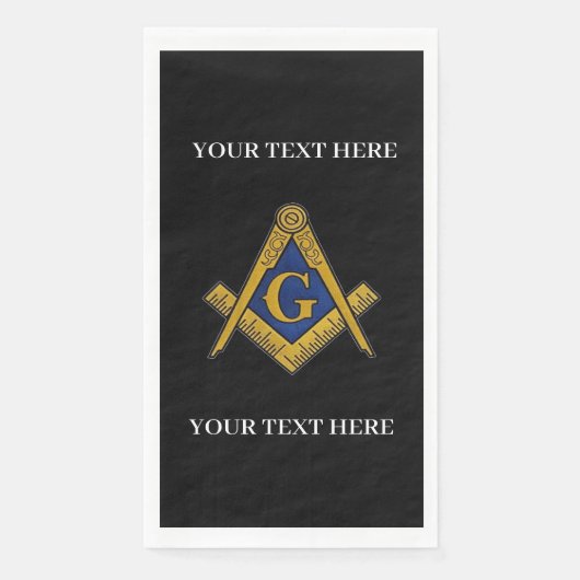 Vrijmetselaarsplein en Kompas Blauw Servet (Voorkant)