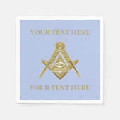 Vrijmetselaarsplein en Kompas Blauw Servet (Voorkant)