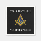 Vrijmetselaarsplein en Kompas Blauw Servet (Voorkant)