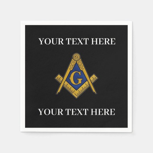 Vrijmetselaarsplein en Kompas Blauw Servet (Voorkant)