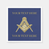 Vrijmetselaarsplein en Kompas Blauw Servet (Voorkant)