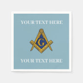 Vrijmetselaarsplein en Kompas Blauw Servet (Voorkant)