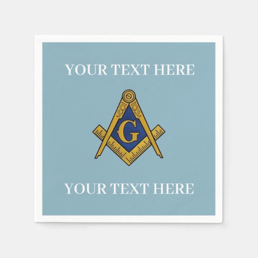 Vrijmetselaarsplein en Kompas Blauw Servet (Voorkant)