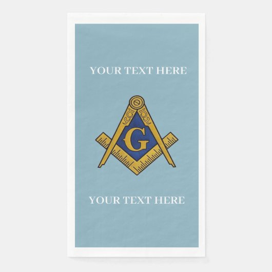 Vrijmetselaarsplein en Kompas Blauw Servet (Voorkant)