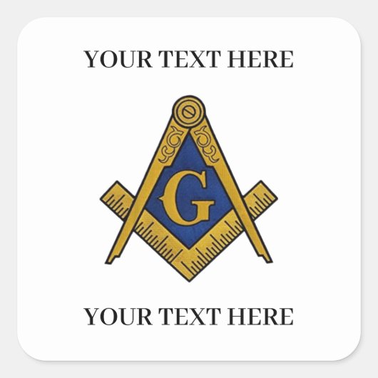 Vrijmetselaarsplein en Kompas Masonic Metselwerk Vierkante Sticker (Voorkant)