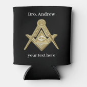 Vrijmetselaarsplein en kompas metselwerk blikjeskoeler (Voorkant)