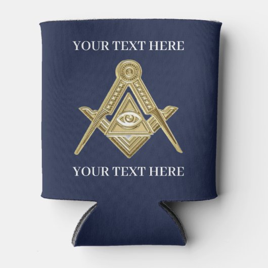 Vrijmetselaarsplein en kompas metselwerk blikjeskoeler (Voorkant)