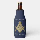 Vrijmetselaarsplein en kompas metselwerk flesjeskoeler (Fles Voorkant)