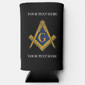 Vrijmetselaarsplein en kompas metselwerk seltzer blikjeskoeler (Voorkant)