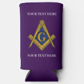 Vrijmetselaarsplein en kompas metselwerk seltzer blikjeskoeler (Voorkant)