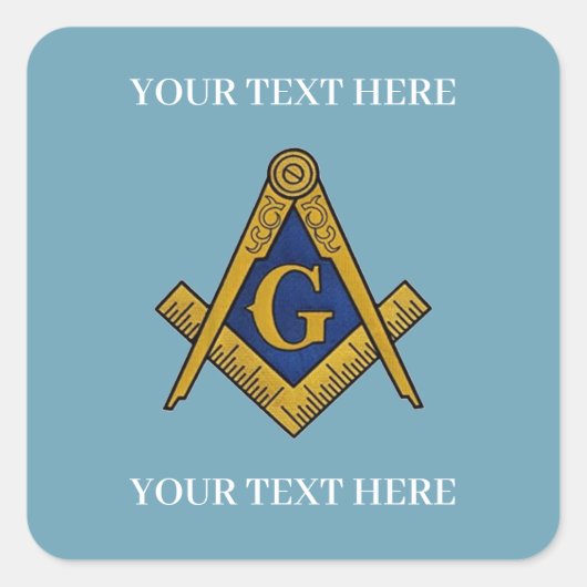 Vrijmetselaarsplein en kompas metselwerk vierkante sticker (Voorkant)